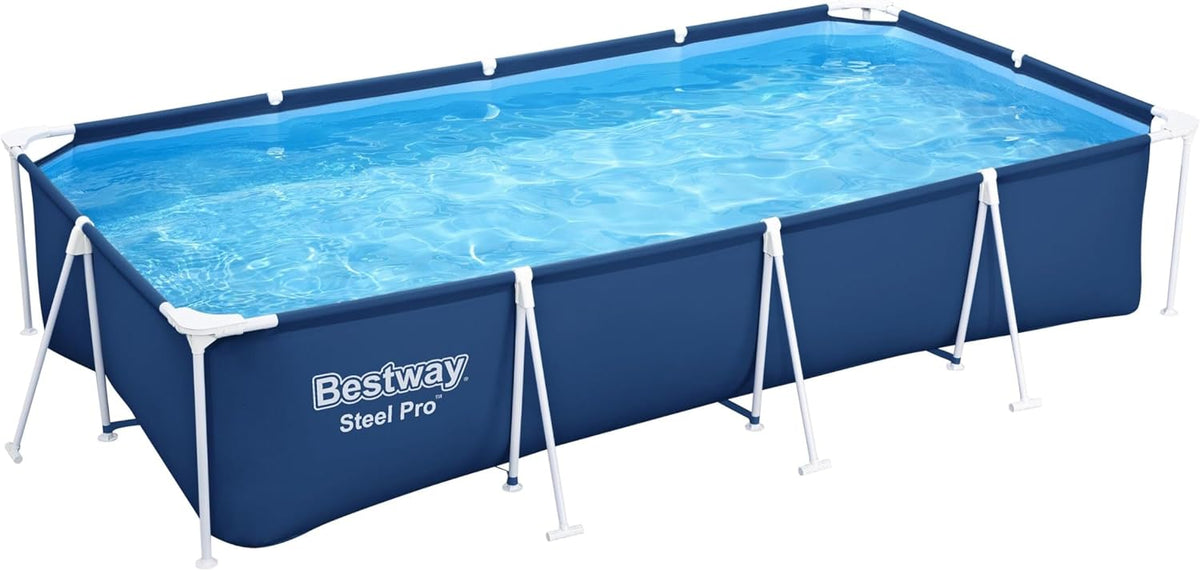 Steel Pro Rectangular Above Ground Swimming Pool 2.59 m x 1.70 m x 61 cm, Blue