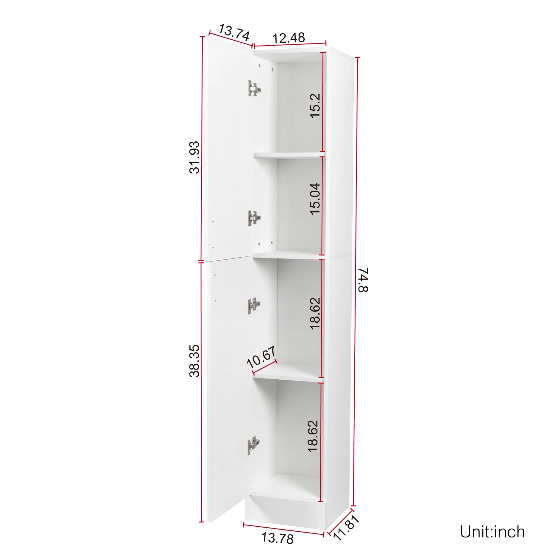 Slim Tall Storage Cabinet, Pantry Cabinet with Doors Shelves Small Space for Kitchen Living Room Bathroom - Product image 10
