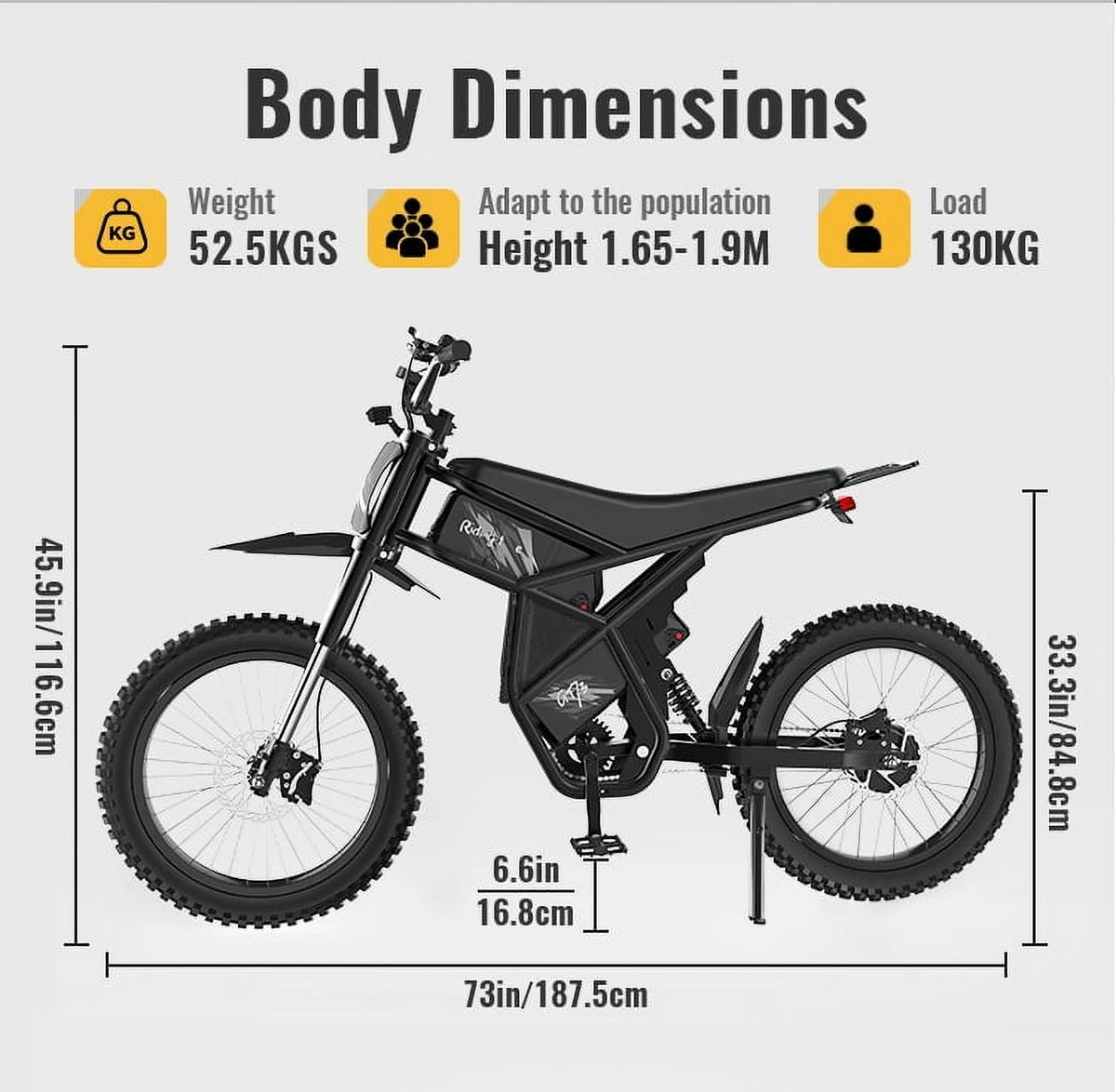 2000W Electric Dirt Bike for Adults Ridingtimes GT73 UL2849, Brushless Hub Motor - Product image 10