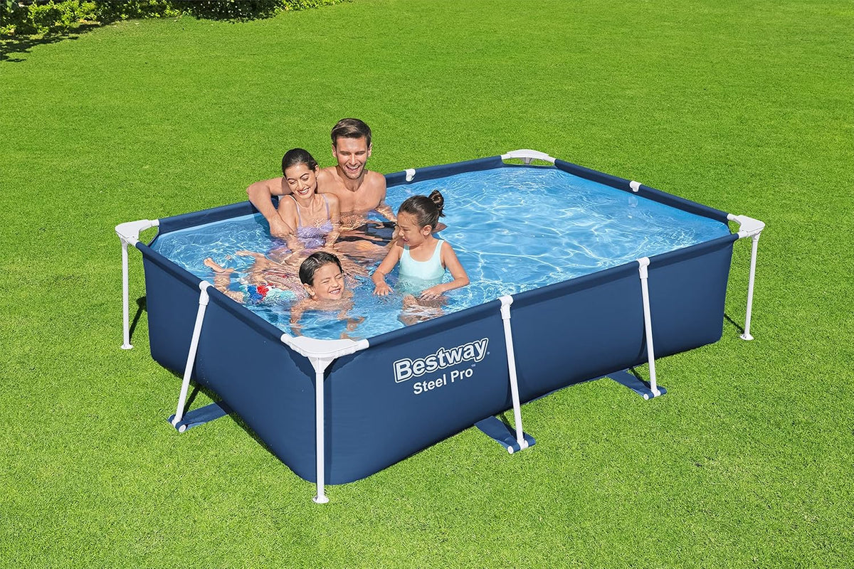 Steel Pro Rectangular Above Ground Swimming Pool 2.59 m x 1.70 m x 61 cm, Blue