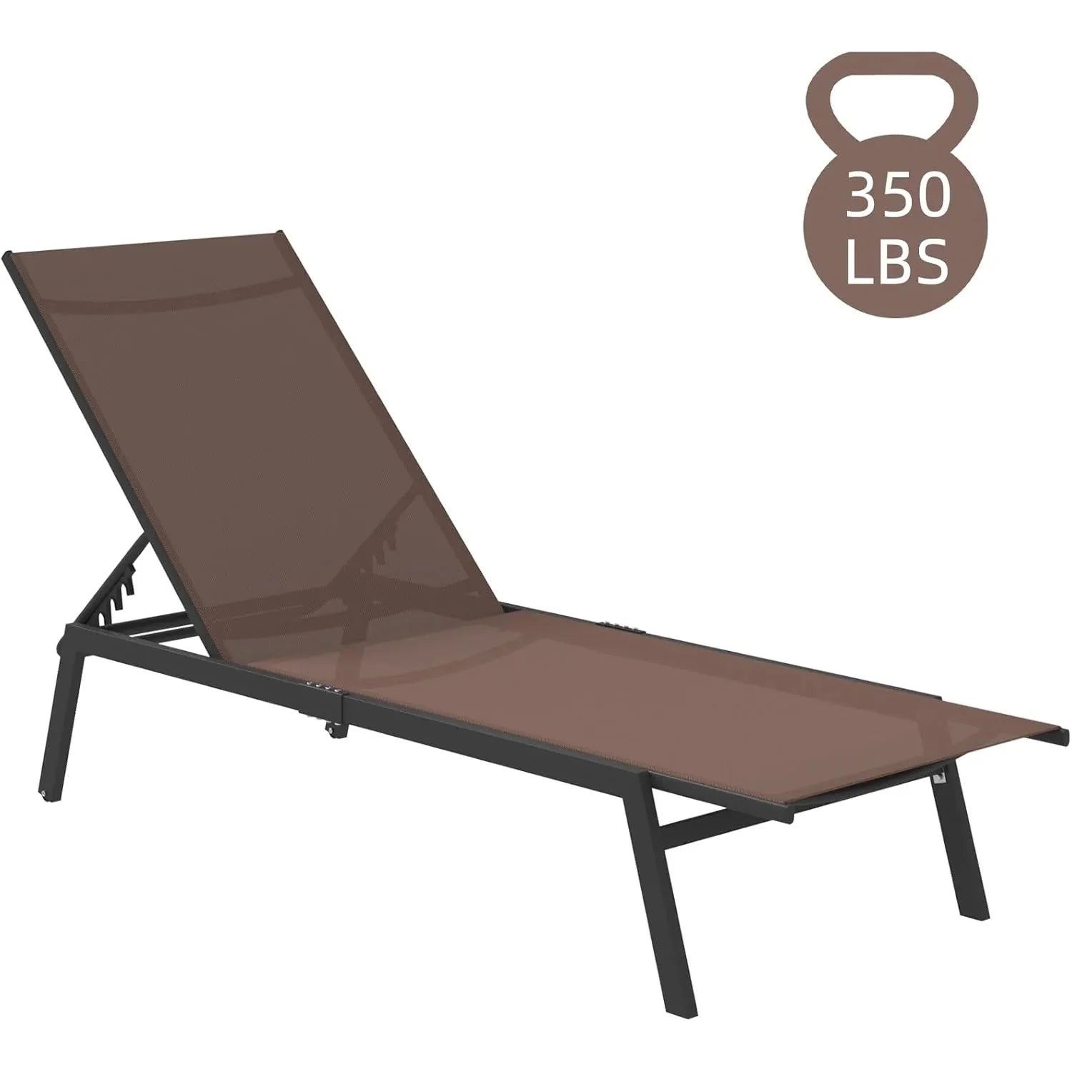 AECOJOY Patio Lounge Chairs, Outdoor Chaise Lounge with Wheels, Brown - Product image 1