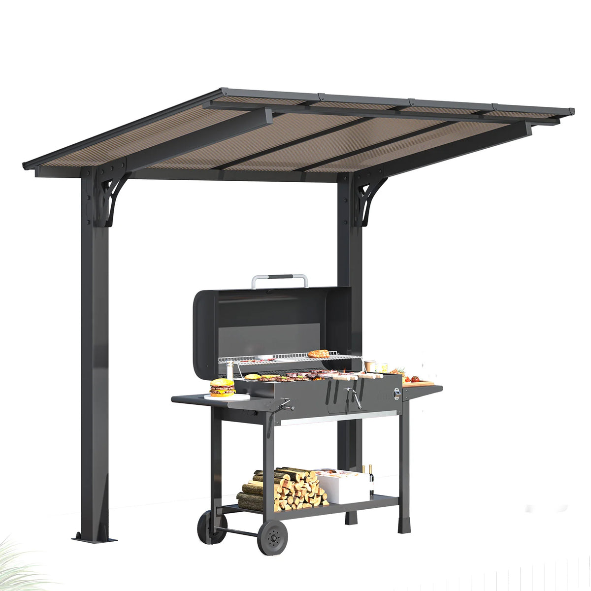 AECOJOY 8' x 5' Gazebo Outdoor Pergola for Patio, Freestanding Lean to Hard Top Grill Gazebo - Product image 1