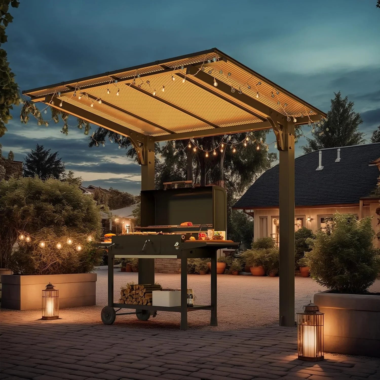 AECOJOY 8' x 5' Gazebo Outdoor Pergola for Patio, Freestanding Lean to Hard Top Grill Gazebo - Product image 6