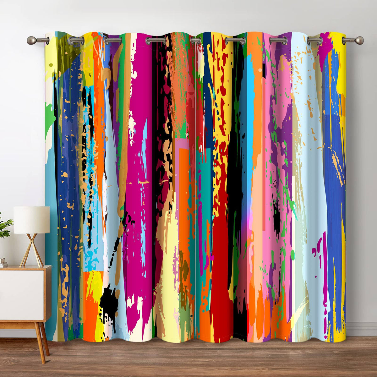 Jekeno Abstract Blackout Curtains Colorful Rainbow Design Multicolored Tainted Pattern Home Bedroom Living - Product image 1