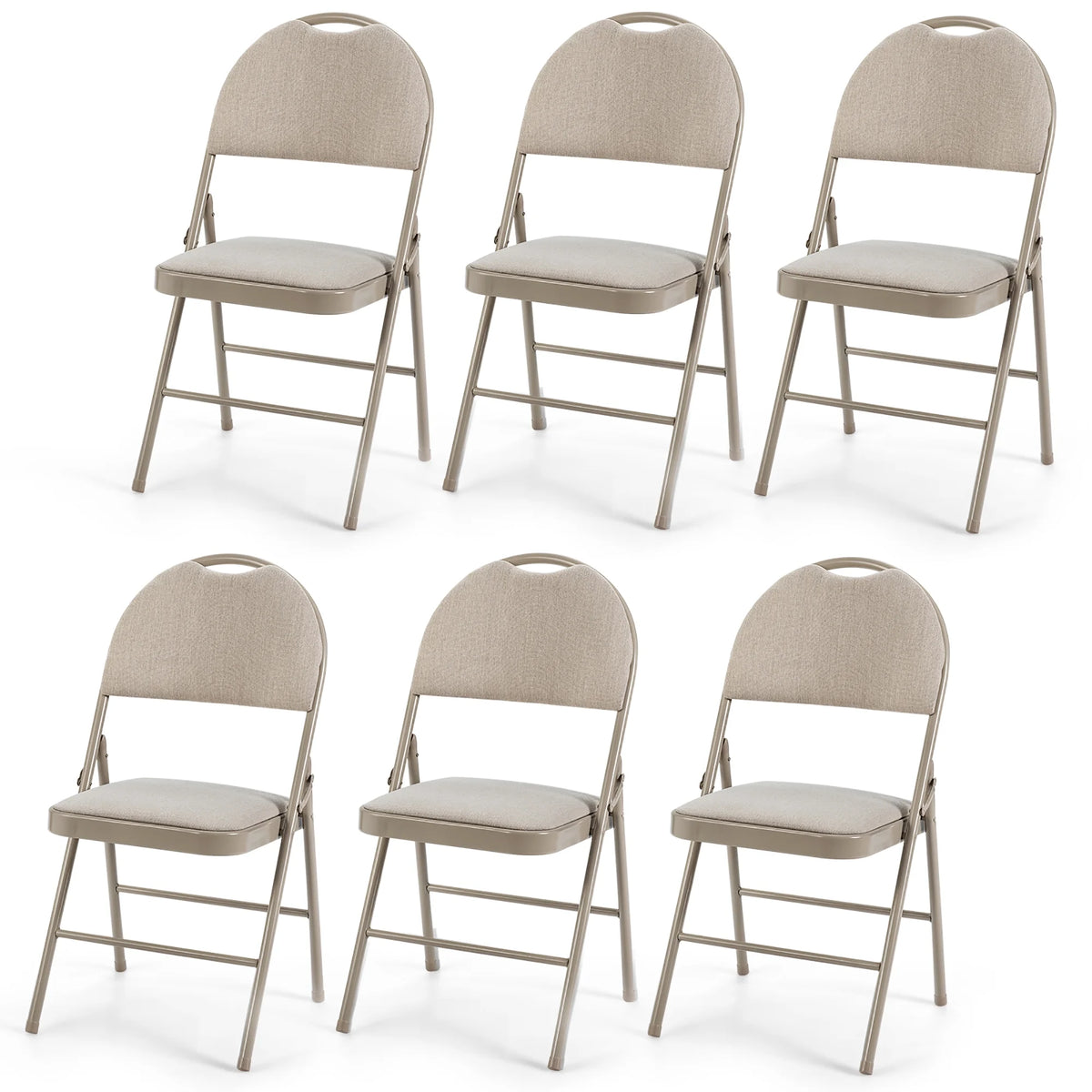 Costway Set of 6 Folding Chairs Fabric Upholstered Padded Seat Metal Frame Home Office Beige - Product image 12