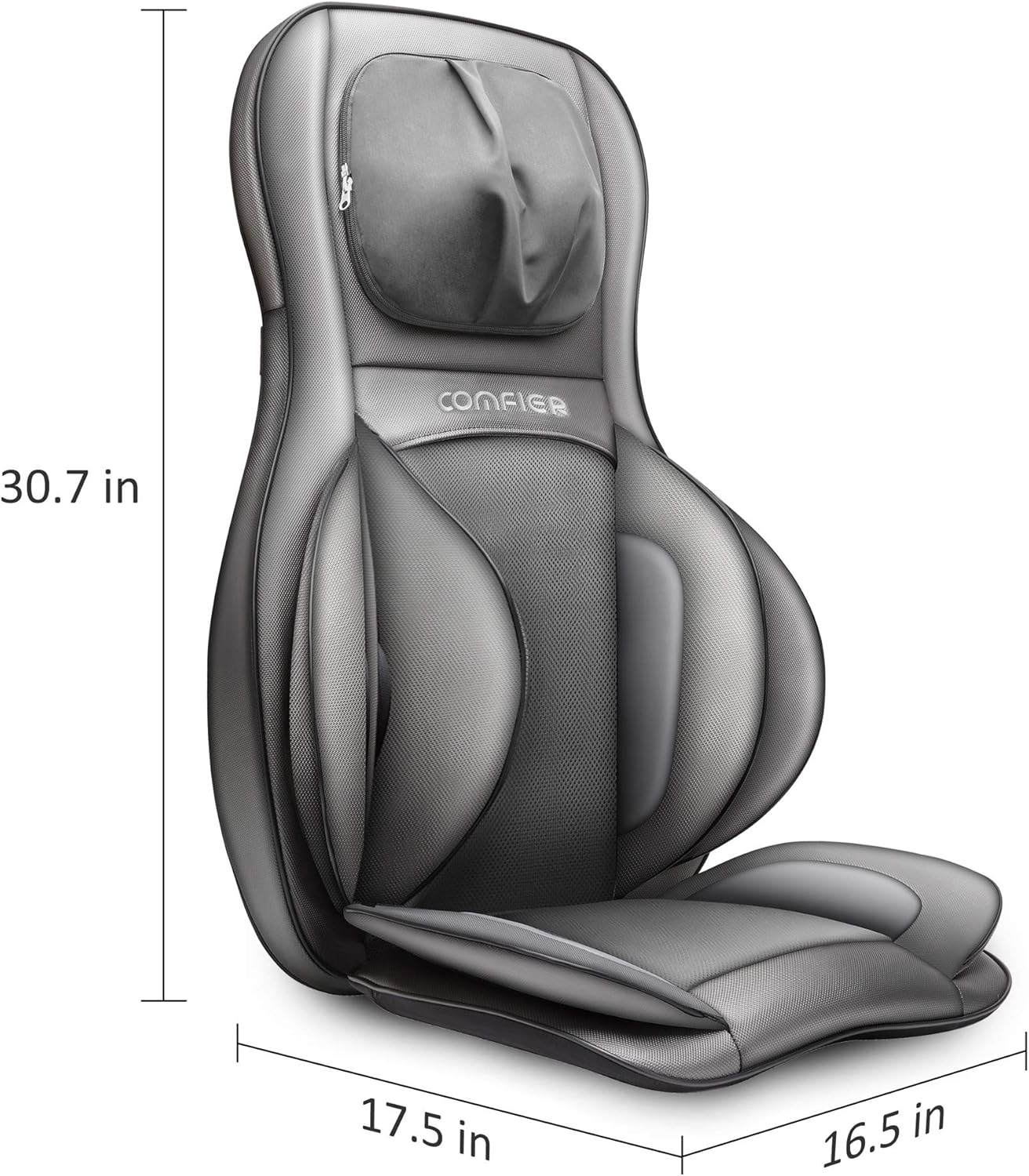 COMFIER Shiatsu Massage Seat with Compression and Rolling - Back Massager with Heat, Kneading Massage Chair for Back, Neck and Shoulders, Gift for Dad Mom Women Men