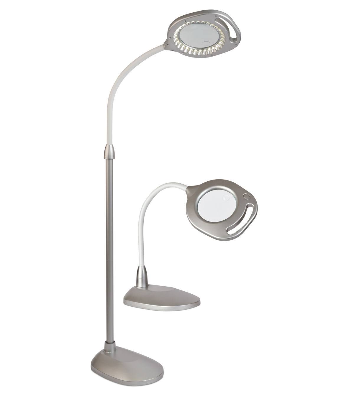 Ottlite 2-in-1 LED Magnifier Floor & Table Lamp, Silver - Product image 1
