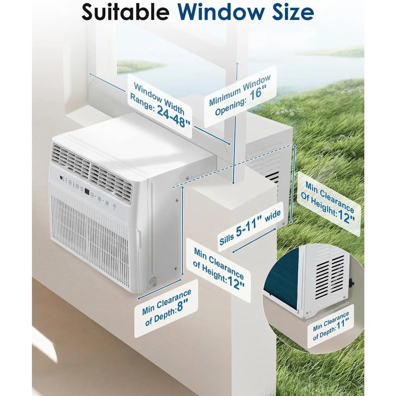 AECOJOY U-Shaped Window Air Conditioner 12, 000 BTU AC Unit with Full Window View, Cools 350 Sq. Ft - Product image 8
