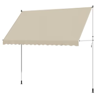 AECOJOY Manual Retractable Awning, 118" Non-Screw Outdoor Patio Awning, Beige - Product image 4