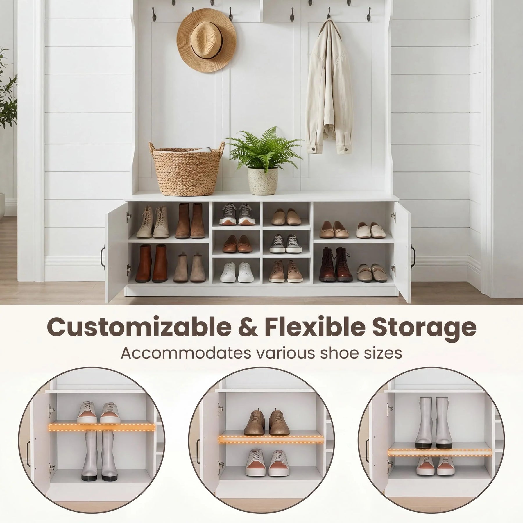 Tangkula Hall Tree with Bench and Shoe Storage - Product image 6