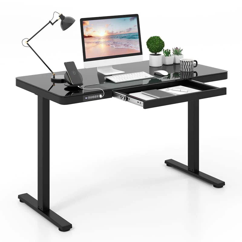 48" x 24" Electric Standing Desk with Drawer, Tempered Glass Top, Memory Positions & USB Type-C Outlets - Product image 13