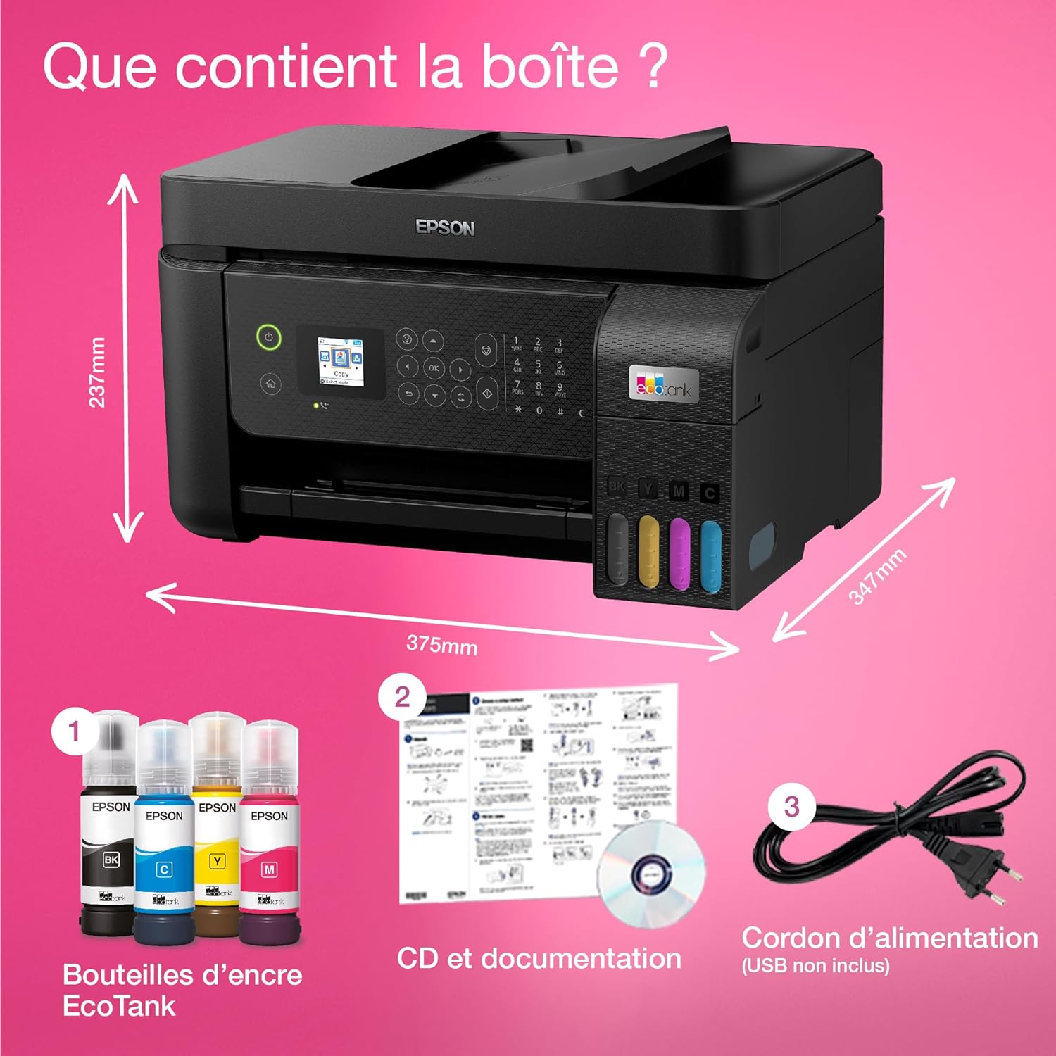 EcoTank ET-4800 Wi-Fi A4 multifunction printer equipped with ink tanks, with up to 3 years of ink included