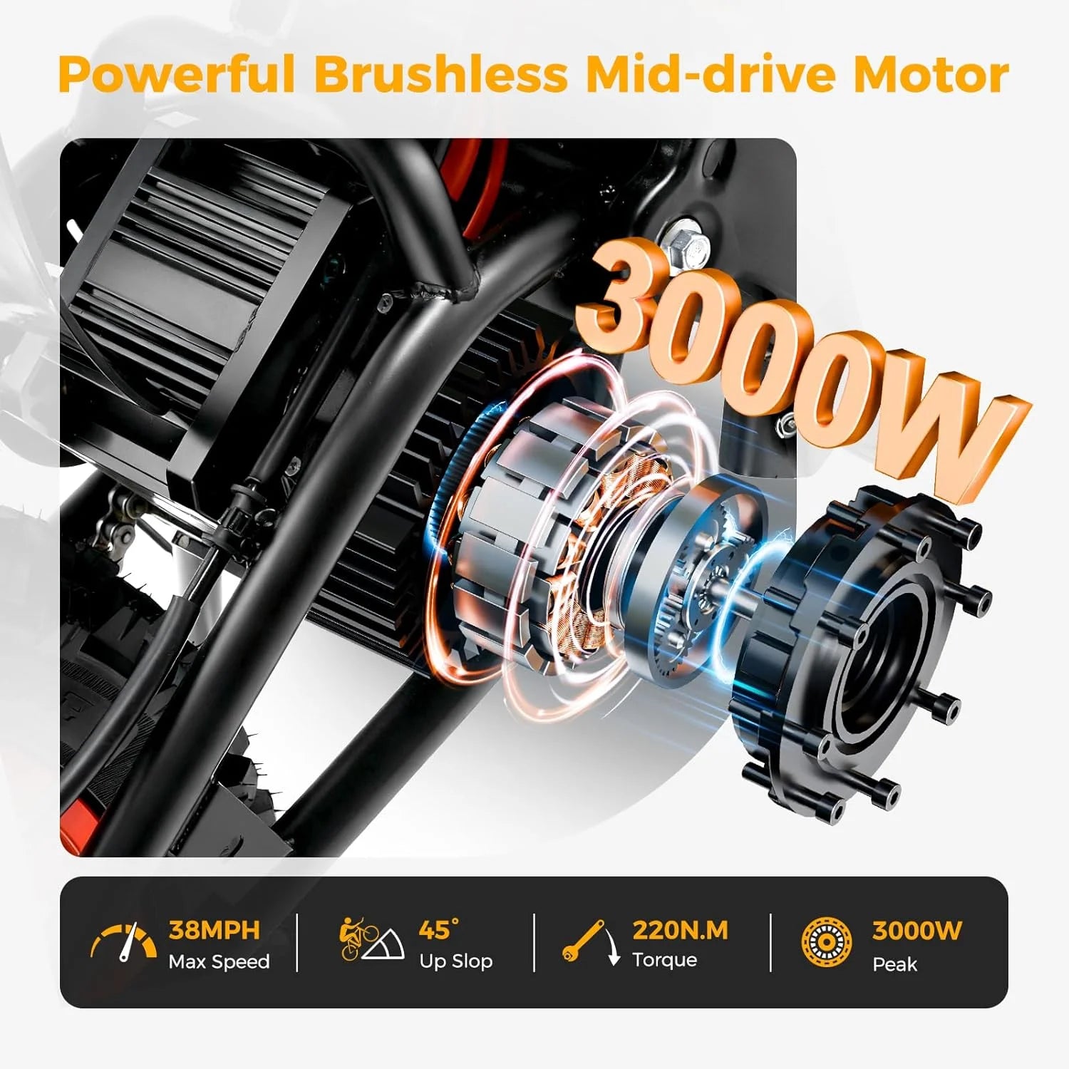 2000W Electric Dirt Bike for Adults Ridingtimes GT73 UL2849, Brushless Hub Motor - Product image 14