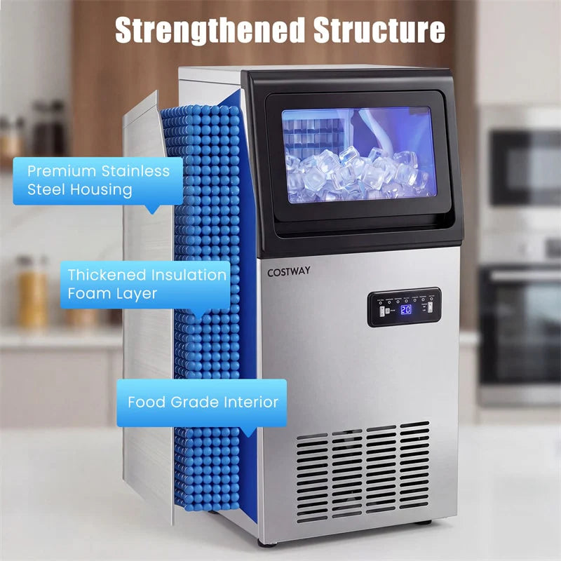 110 LBS/24H Commercial Ice Maker, Stainless Steel Ice Machine with 25 LBS Storage, 36 Cubes in 13 Mins - Product image 3