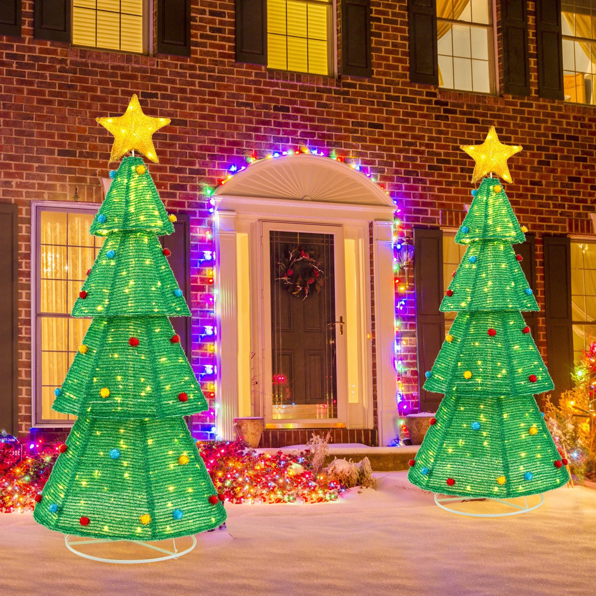 Tangkula 6.2 FT Lighted Pop-up Christmas Tree, Indoor/Outdoor Pre-Lit Xmas Tree with 200 LED Lights - Product image 3
