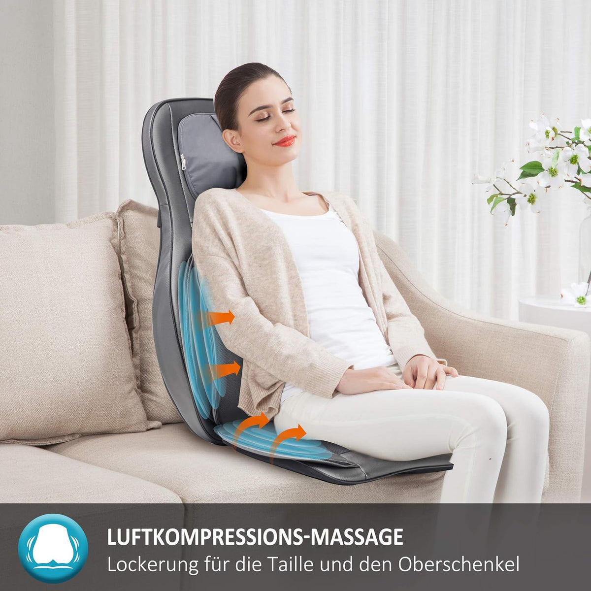 COMFIER Shiatsu Massage Seat with Compression and Rolling - Back Massager with Heat, Kneading Massage Chair for Back, Neck and Shoulders, Gift for Dad Mom Women Men