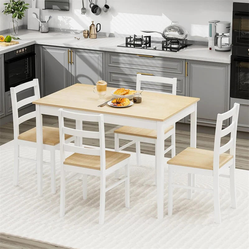 5-Piece Dining Table Set for 4, Wood Kitchen Table & 4 Chairs w/ Rubber Wood Legs - Product image 23
