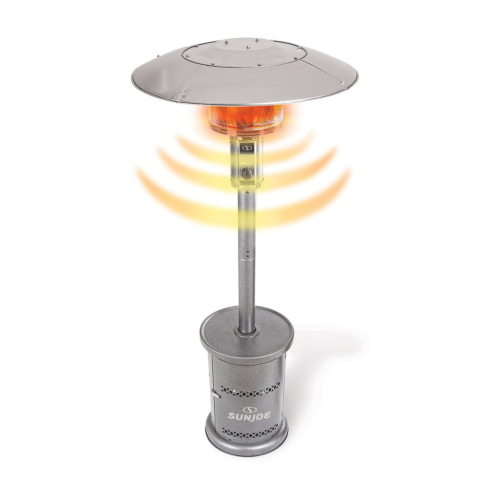 Sun Joe SJPPH48-SLV Outdoor Propane Powered Patio Heater w/ Wheels, Tip Over & Overheat Protection, 48, 000 BTU (Silver)