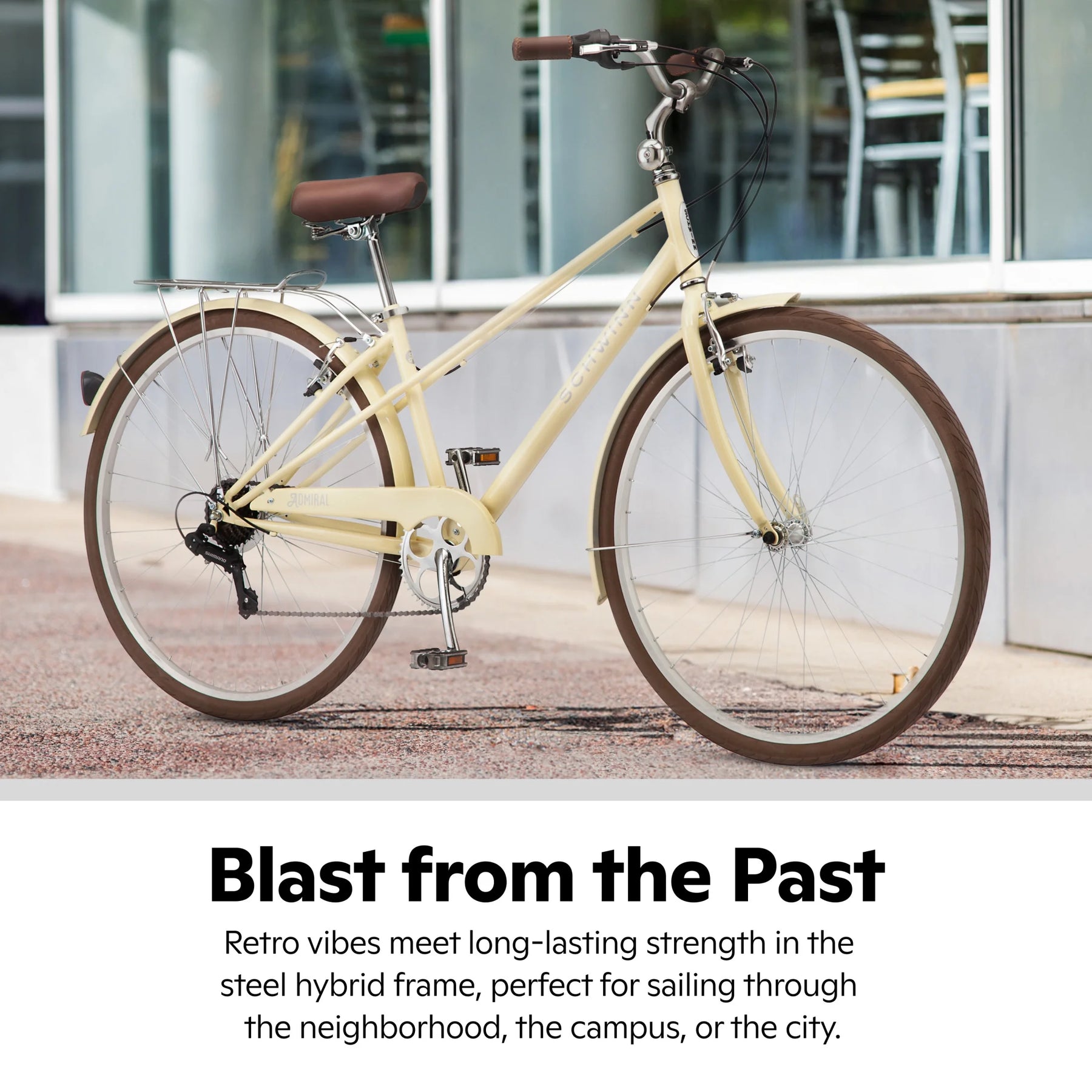 Schwinn Admiral 700c Adult Hybrid Bike, 7 Speed, Unisex Bike, Cream - Product image 6