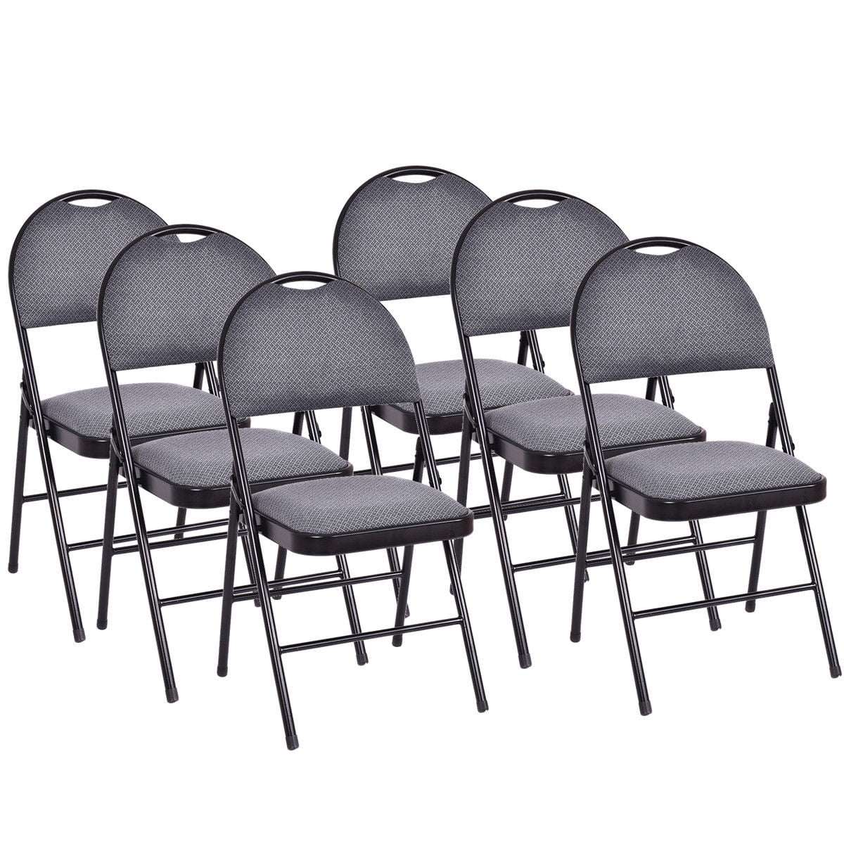 Costway Set of 6 Folding Chairs Fabric Upholstered Padded Seat Metal Frame Home Office Beige - Product image 16