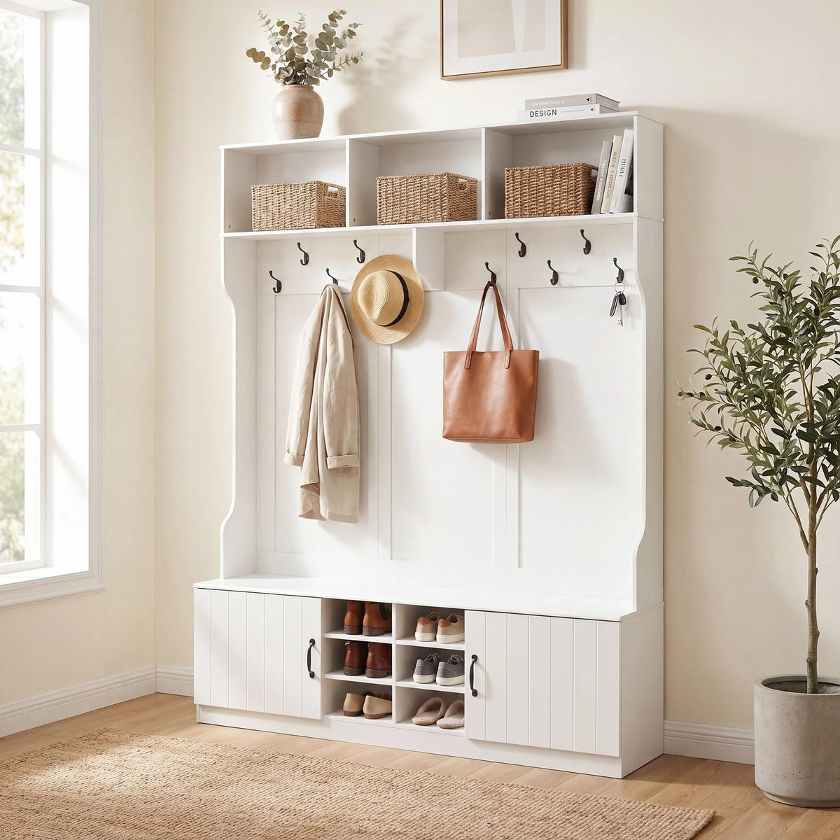 Tangkula Hall Tree with Bench and Shoe Storage - Product image 3