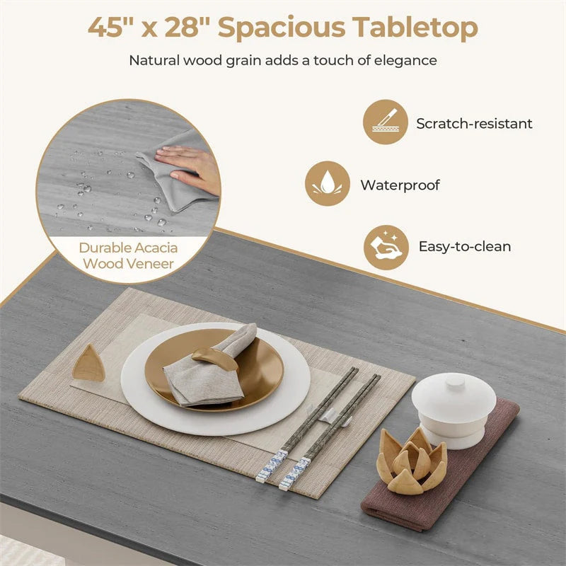 5-Piece Dining Table Set for 4, Wood Kitchen Table & 4 Chairs w/ Rubber Wood Legs - Product image 16
