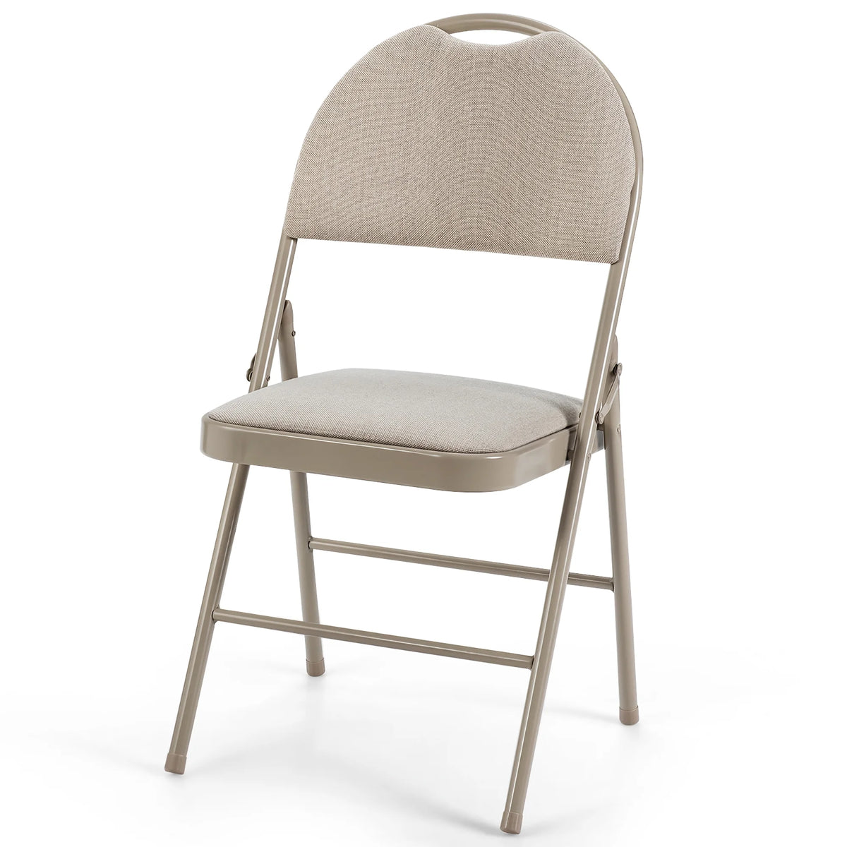 Costway Set of 6 Folding Chairs Fabric Upholstered Padded Seat Metal Frame Home Office Beige - Product image 11