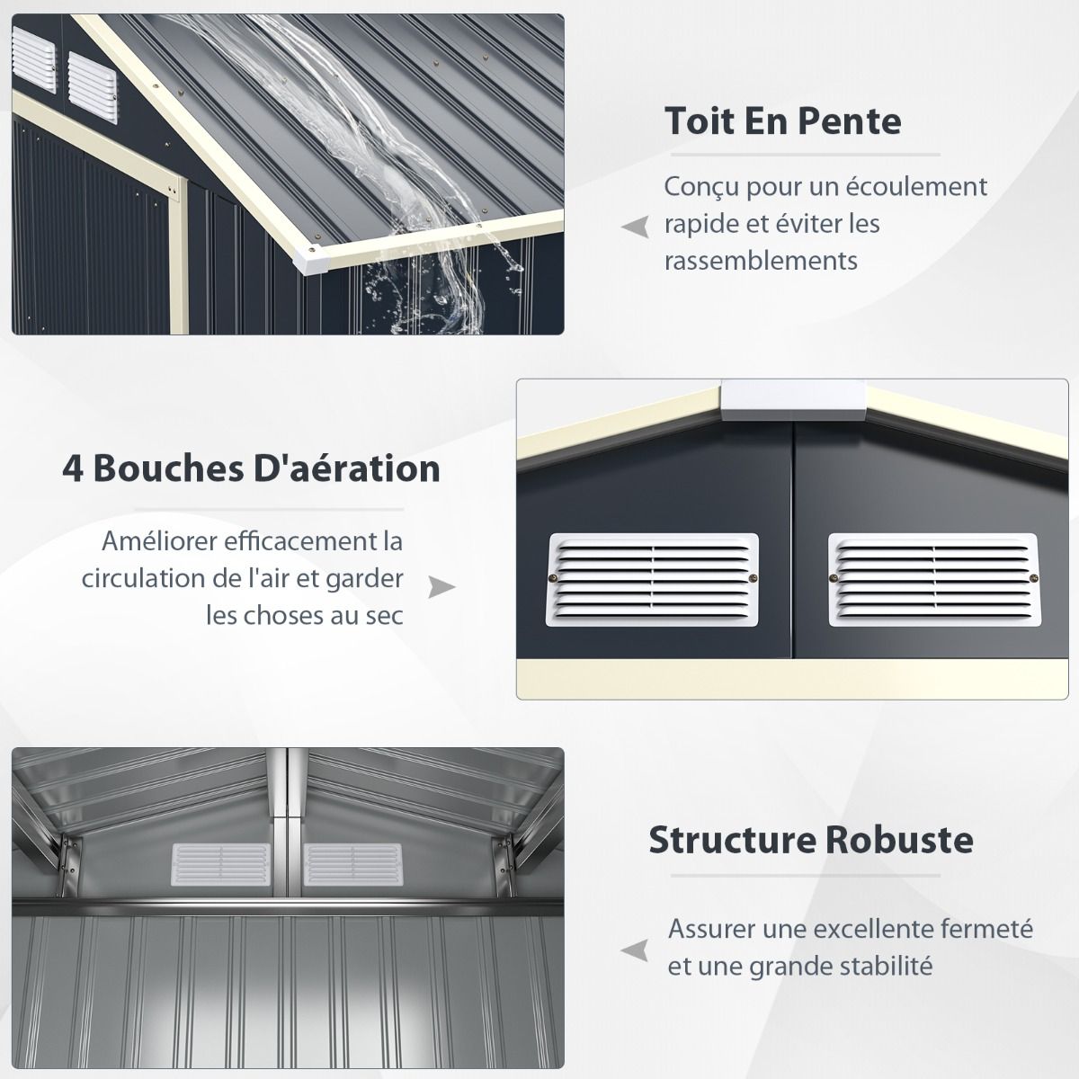 Metal Garden Shed 5.29 77 x 191 x 202 cm with 2 Lockable Sliding Doors 4 Ventilation Holes Gray for Bicycle -
