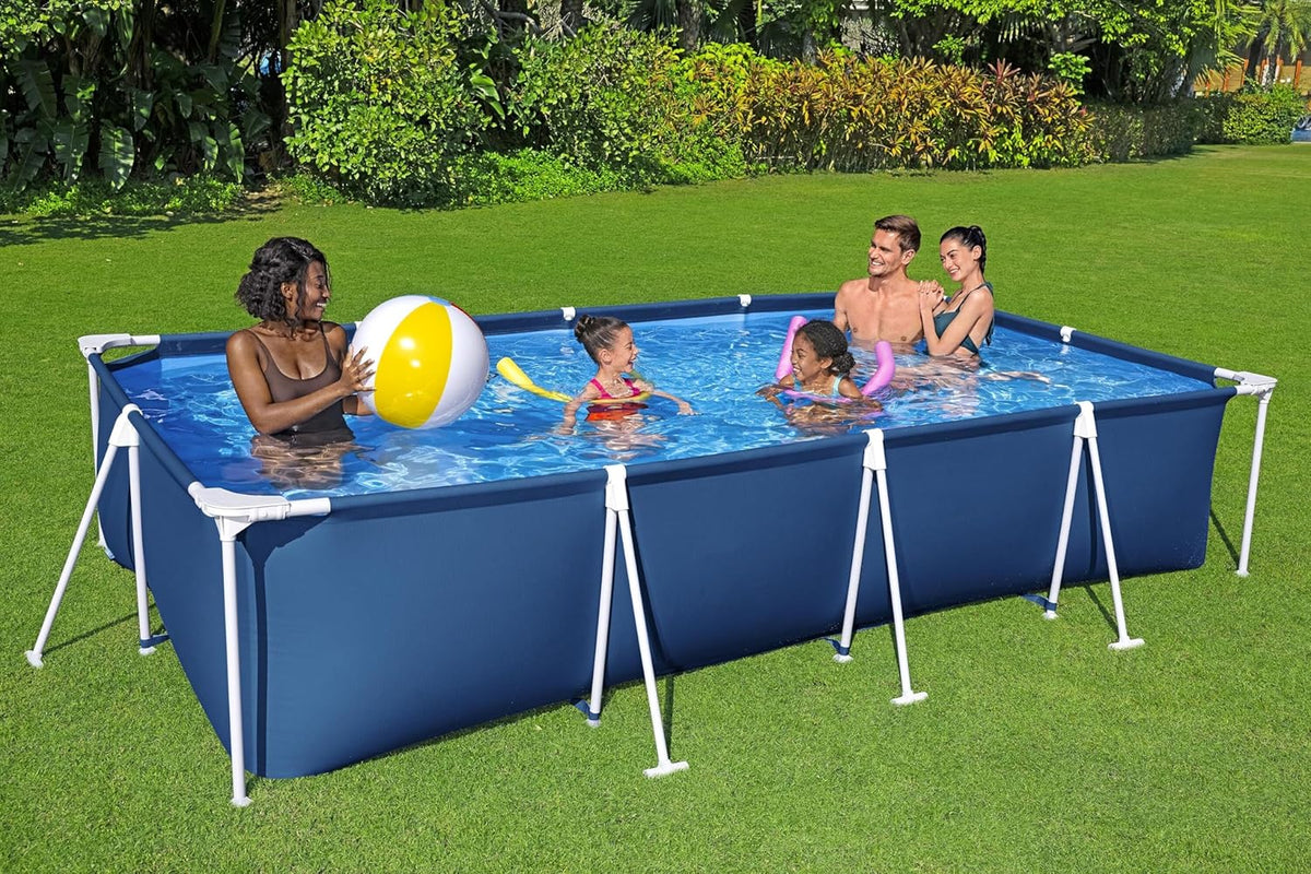 Steel Pro Rectangular Above Ground Swimming Pool 2.59 m x 1.70 m x 61 cm, Blue