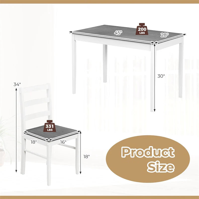 5-Piece Dining Table Set for 4, Wood Kitchen Table & 4 Chairs w/ Rubber Wood Legs - Product image 14