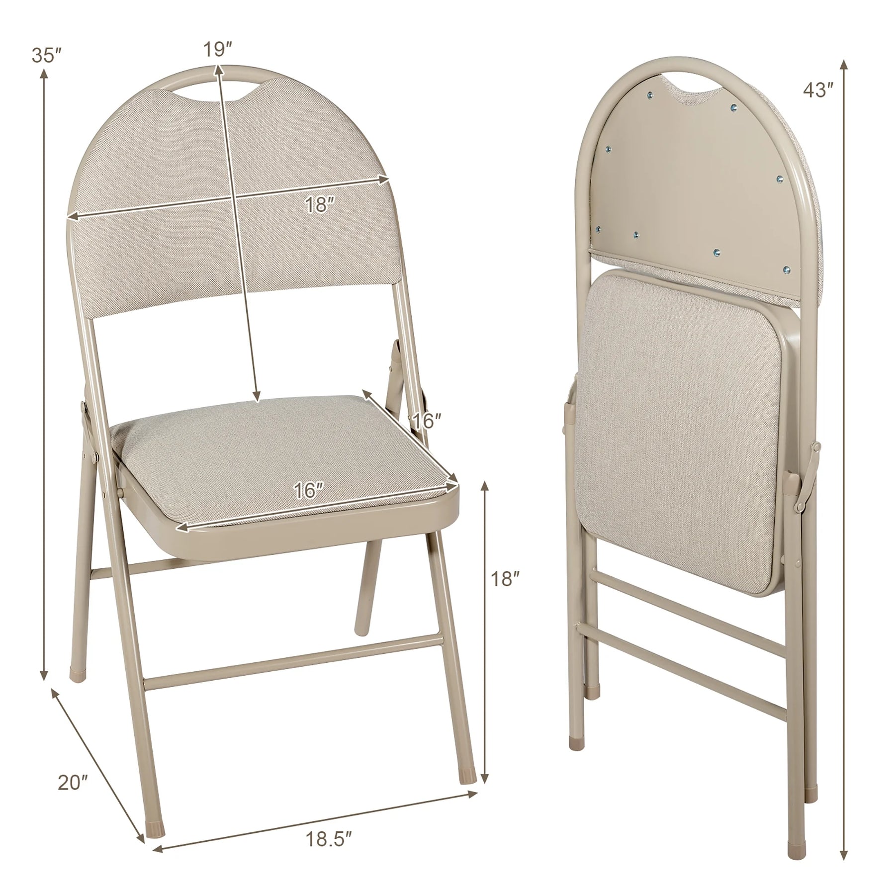Costway Set of 6 Folding Chairs Fabric Upholstered Padded Seat Metal Frame Home Office Beige - Product image 4