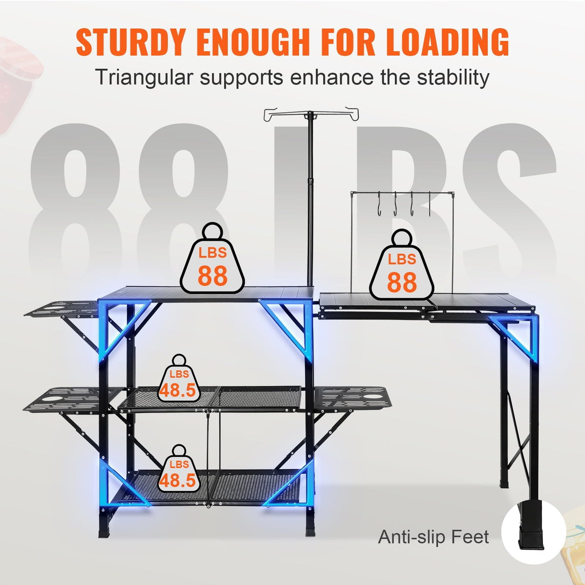 Camping Kitchen Table Folding Portable Cook Station Tables Shelves &A Sink - Product image 6