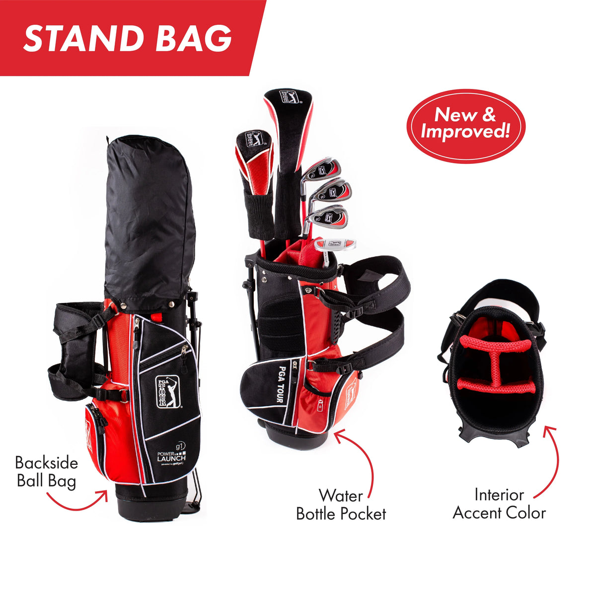 PGA Tour Right - Handed 10 Piece Kids Golf Club Stand Bag Set; Player Height 4'8 - 5'2", Ages 8 - 12 - Product image 24