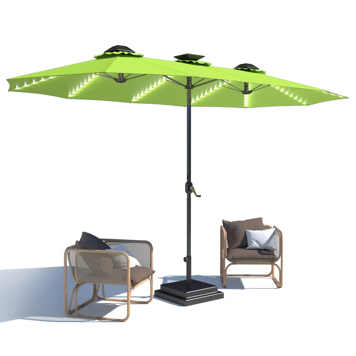 AECOJOY 15ft Patio Double-Sided Umbrella, 156 PCS Solar LED Light Outdoor Large Umbrella, Green - Product image 1