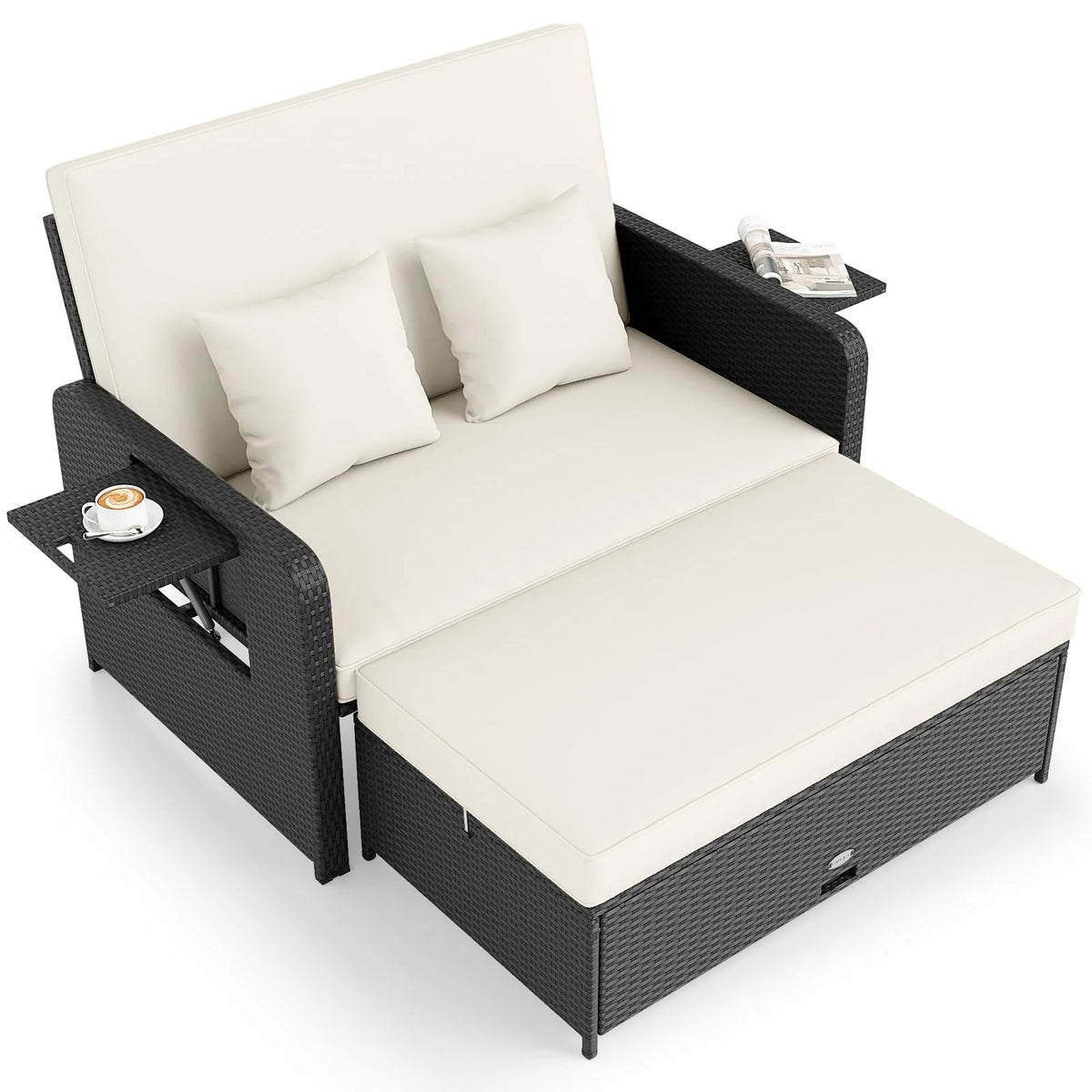 Tangkula Patio Rattan Daybed with 4 Level Adjustable Backrest - Product image 12