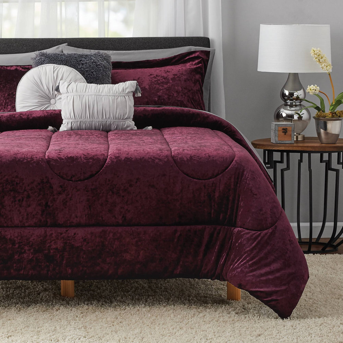 Mainstays 10-Piece King Metropolis Velvet Bed in A Bag Bedding Set with Bonus Sheet Set - Product image 1