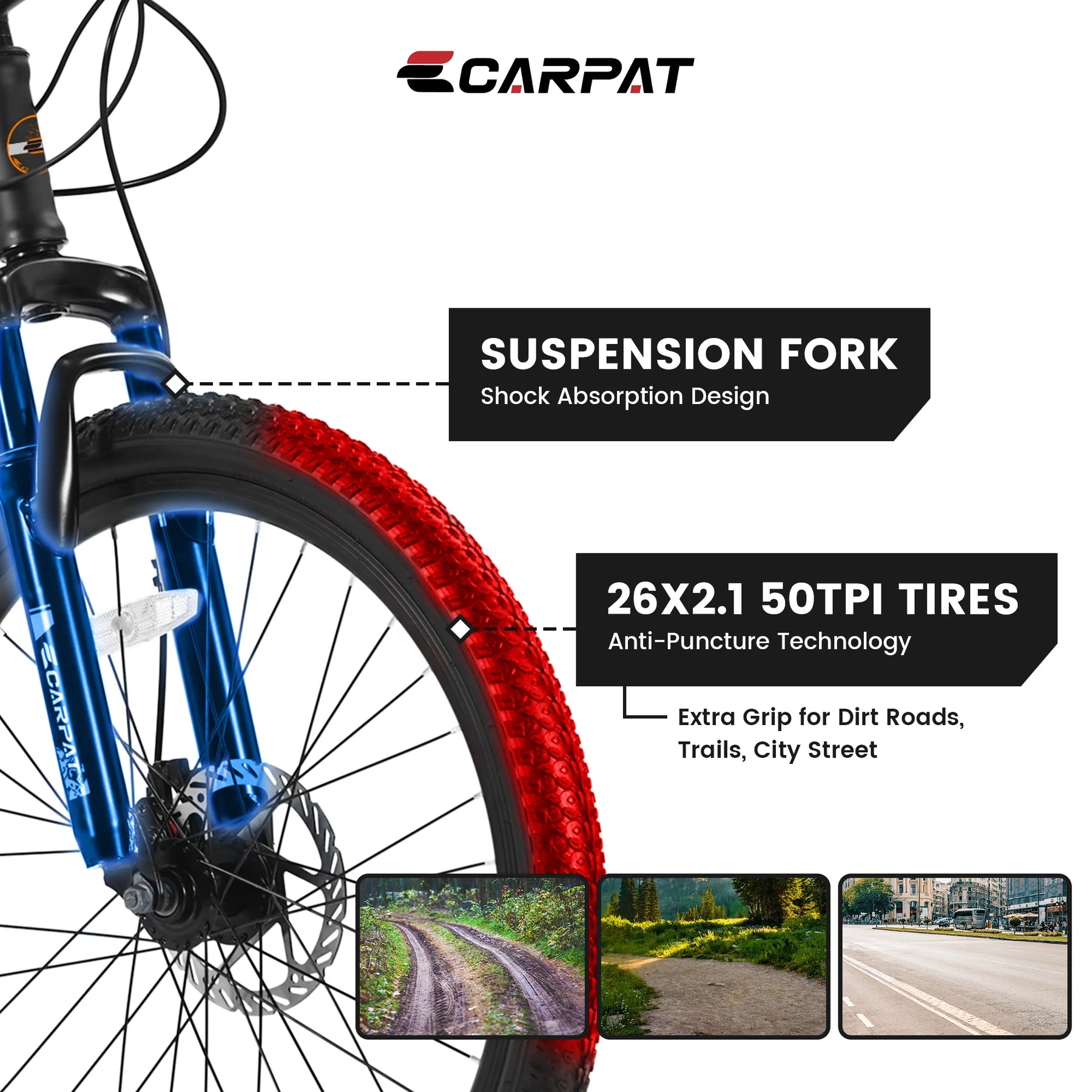 26 in Mountain Bike for Men, Adult Mountain Bike with Shimano 21 Speed & Disc Brakes, Black Orange - Product image 2