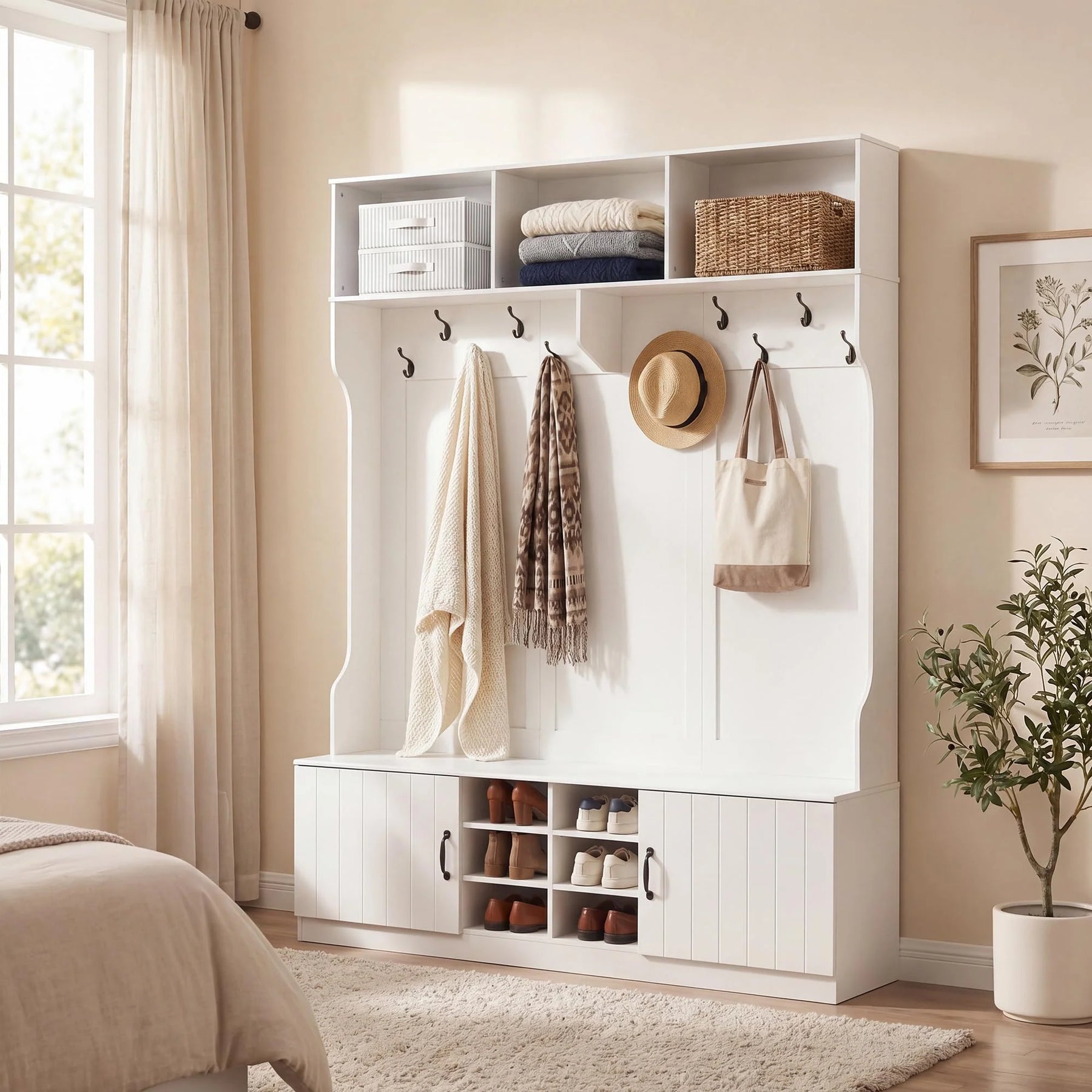 Tangkula Hall Tree with Bench and Shoe Storage - Product image 2