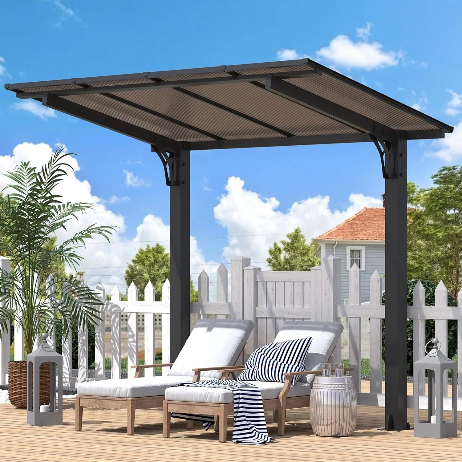 AECOJOY 8' x 5' Gazebo Outdoor Pergola for Patio, Freestanding Lean to Hard Top Grill Gazebo - Product image 2