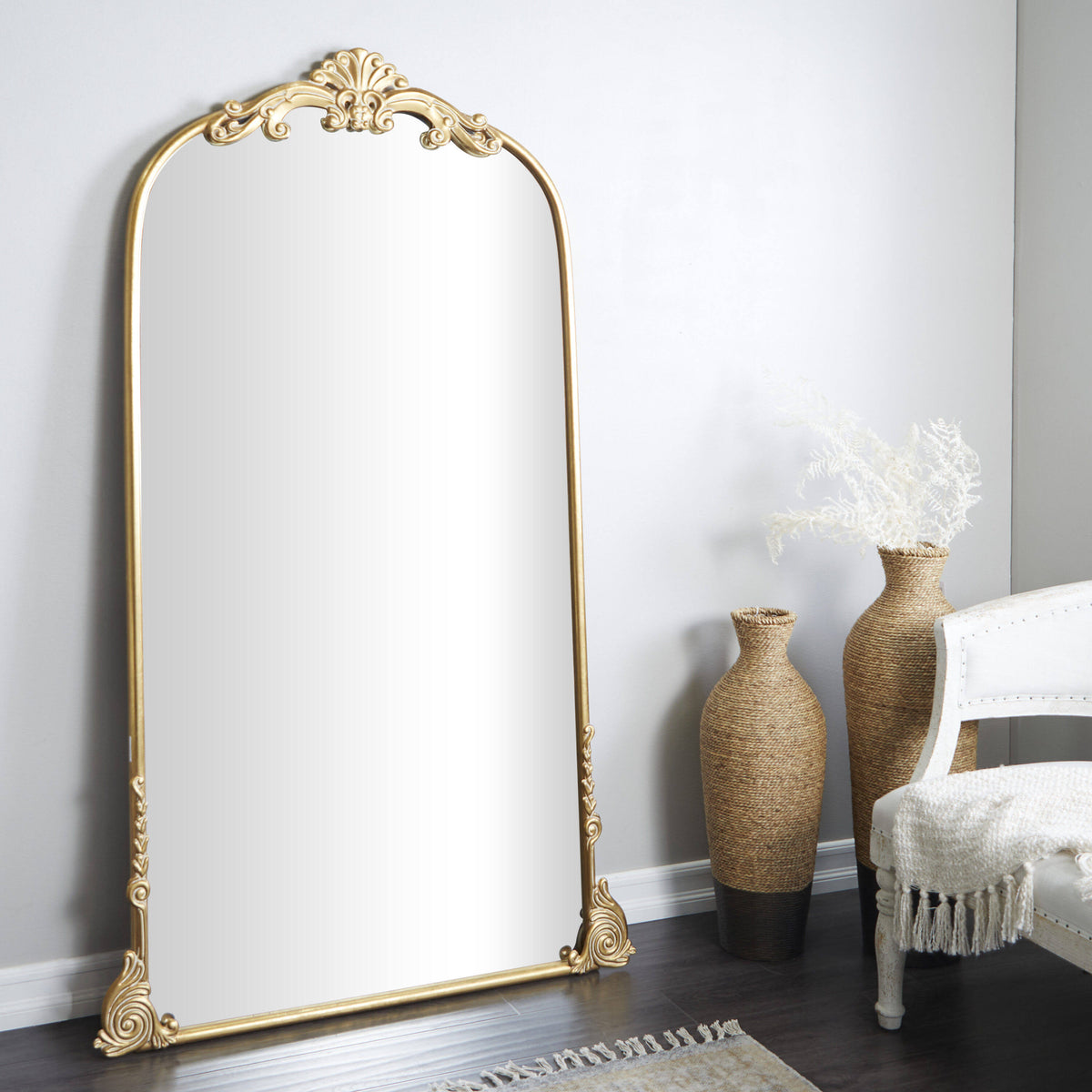Antique Farmhouse Vintage Inspired Floral Arched Wall Mirror - Metal - Product image 1