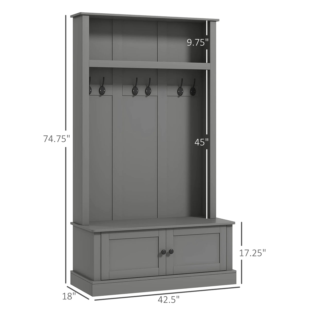 HOMCOM Hall Tree, Entryway Bench W/ Coat Rack, Shoe Cabinet, Black - Product image 17