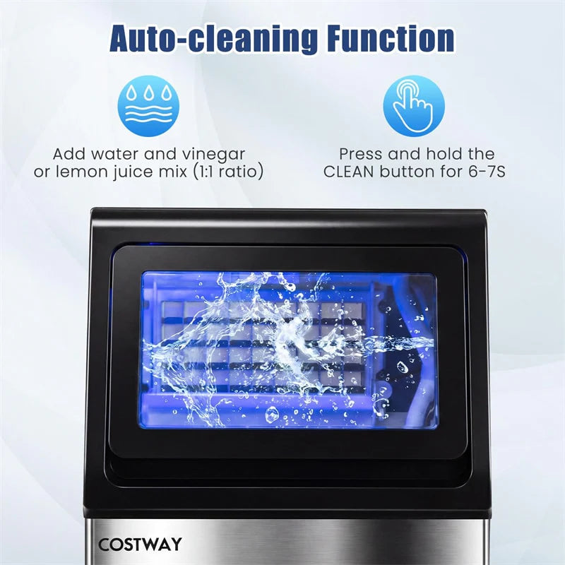 110 LBS/24H Commercial Ice Maker, Stainless Steel Ice Machine with 25 LBS Storage, 36 Cubes in 13 Mins - Product image 4