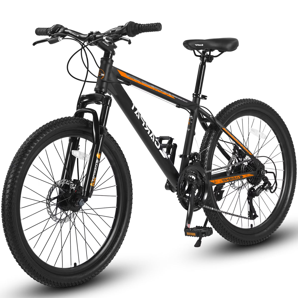 26 in Mountain Bike for Men, Adult Mountain Bike with Shimano 21 Speed & Disc Brakes, Black Orange - Product image 1