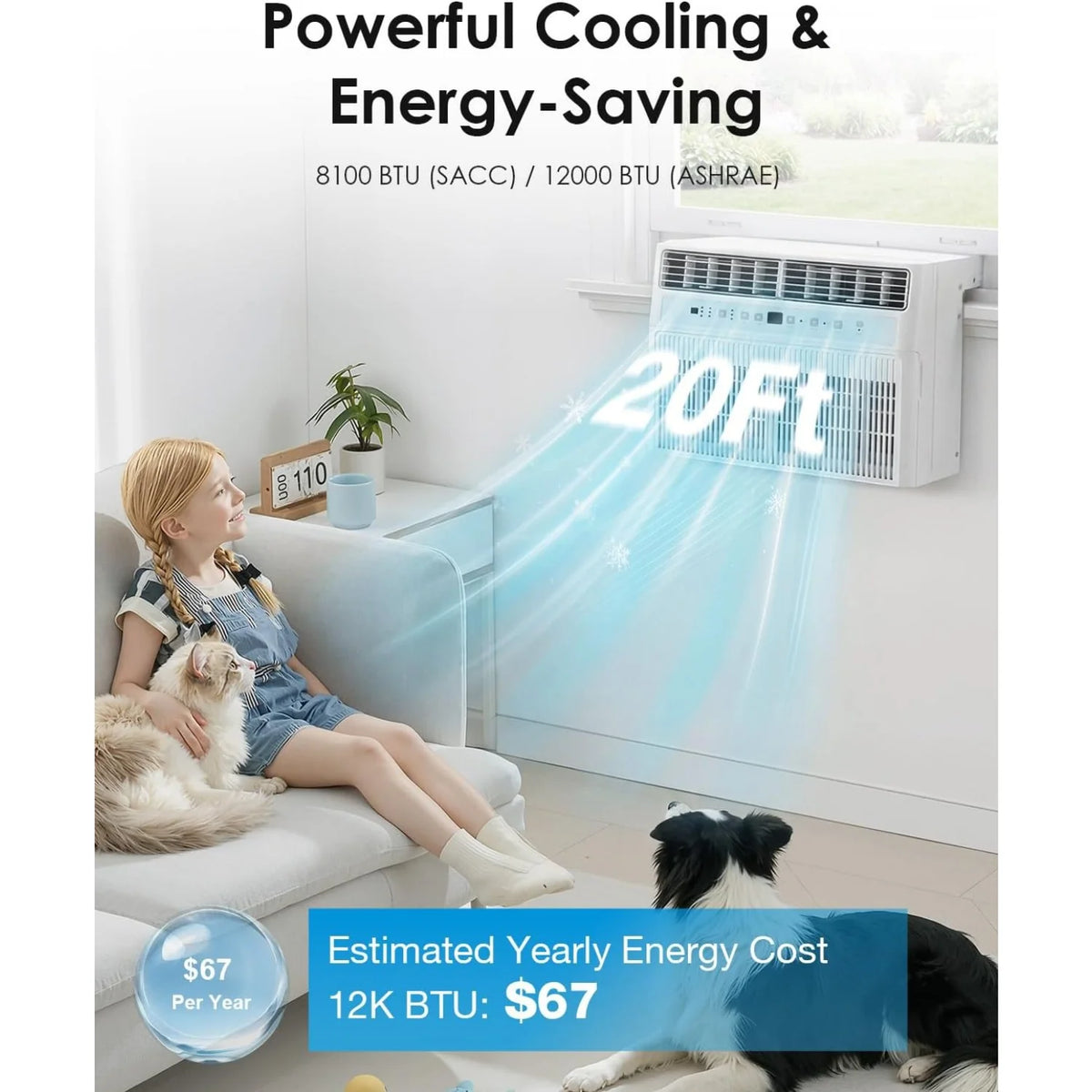 AECOJOY U-Shaped Window Air Conditioner 12, 000 BTU AC Unit with Full Window View, Cools 350 Sq. Ft - Product image 4