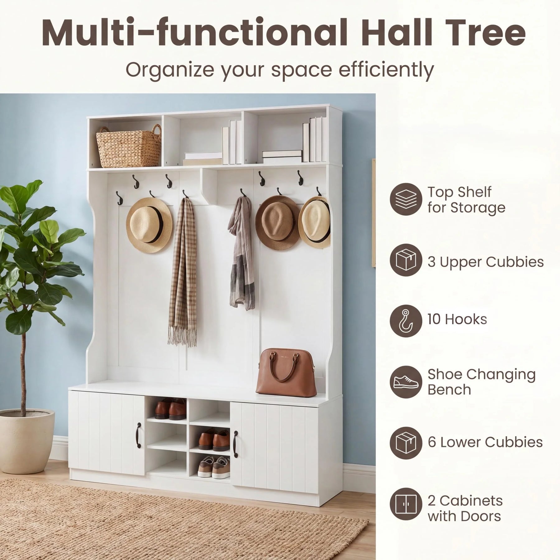 Tangkula Hall Tree with Bench and Shoe Storage - Product image 5