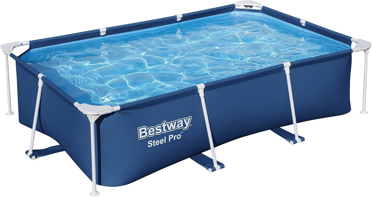 Steel Pro Rectangular Above Ground Swimming Pool 2.59 m x 1.70 m x 61 cm, Blue