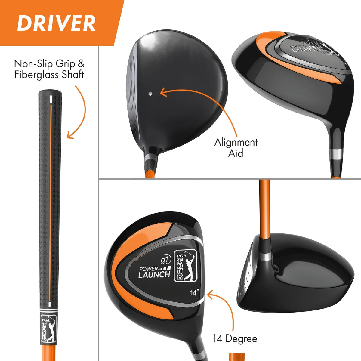 PGA Tour Right - Handed 10 Piece Kids Golf Club Stand Bag Set; Player Height 4'8 - 5'2", Ages 8 - 12 - Product image 14