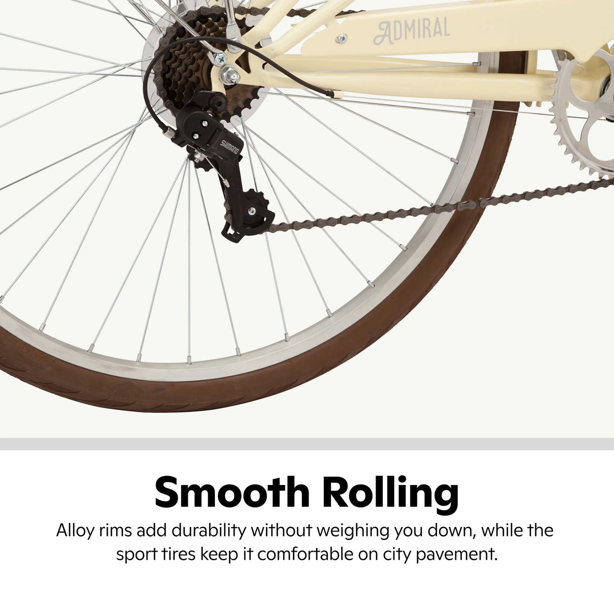 Schwinn Admiral 700c Adult Hybrid Bike, 7 Speed, Unisex Bike, Cream - Product image 3