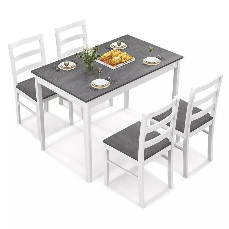 5-Piece Dining Table Set for 4, Wood Kitchen Table & 4 Chairs w/ Rubber Wood Legs - Product image 20