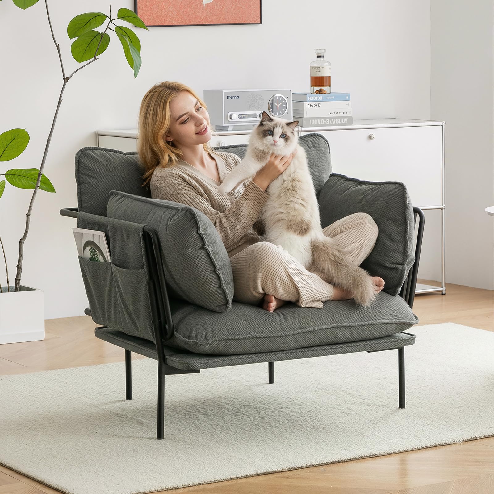 AECOJOY Modern Accent Chair Reading Chair with Pillow Upholstered Armchair for Adults - Product image 8